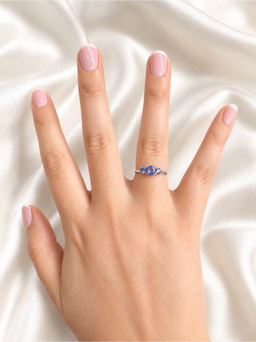 Tanzanite Three-Stone Blue Gemstone Sterling Silver Ring